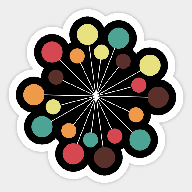 Retro mid century circles design Sticker by pauloneill-art